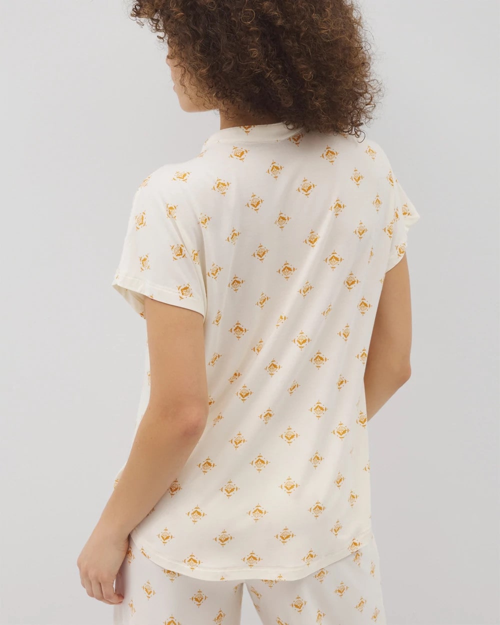 Mandarin Collar Short Sleeve Pajama Top - KASHMIR ICON CHAMP | Soma on sale