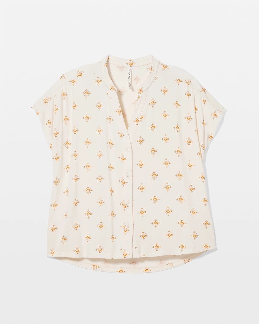 Mandarin Collar Short Sleeve Pajama Top - KASHMIR ICON CHAMP | Soma on sale