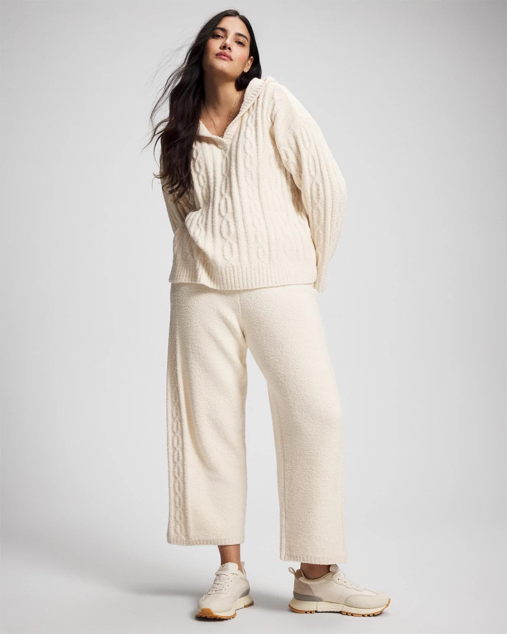 Cable Knit Plush Ankle Pant - PARCHMENT | Soma sale