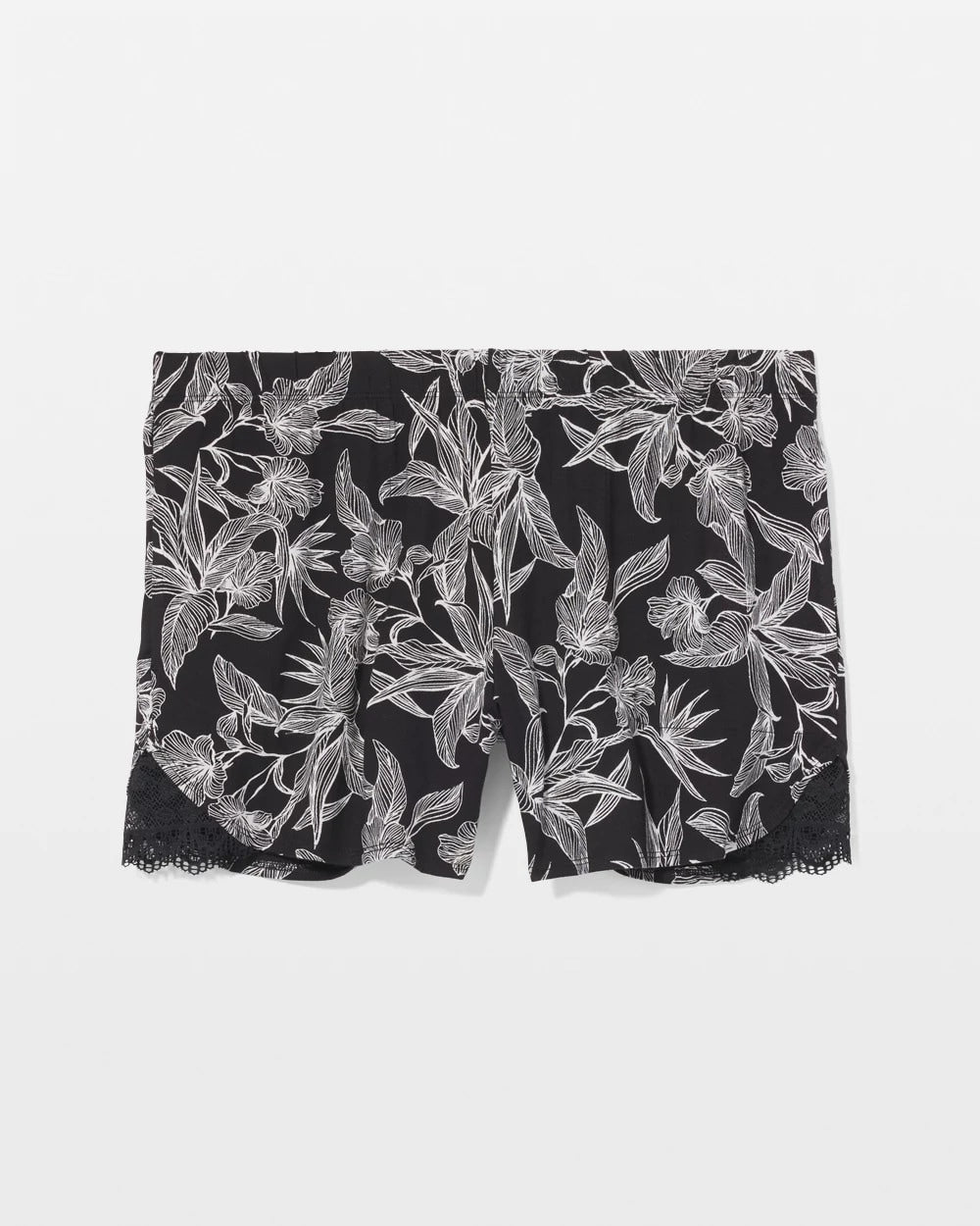 Lace-Trim Pajama Shorts - PLUMERIA BLOOMS BLK CH | Soma outlet