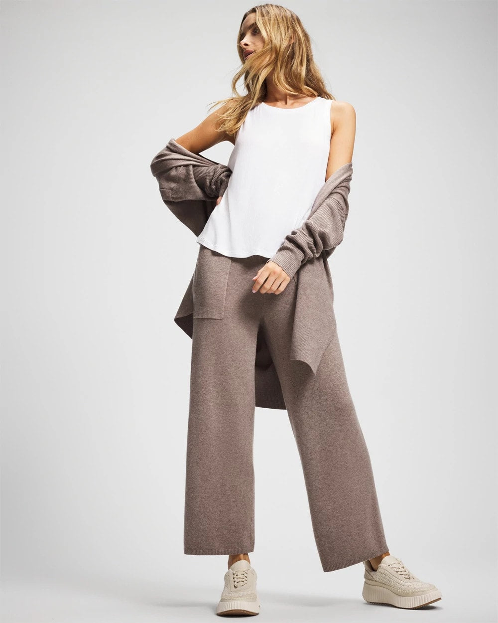 Premier Knit Sweater Wide Leg Pant - HEATHER FAWN | Soma outlet