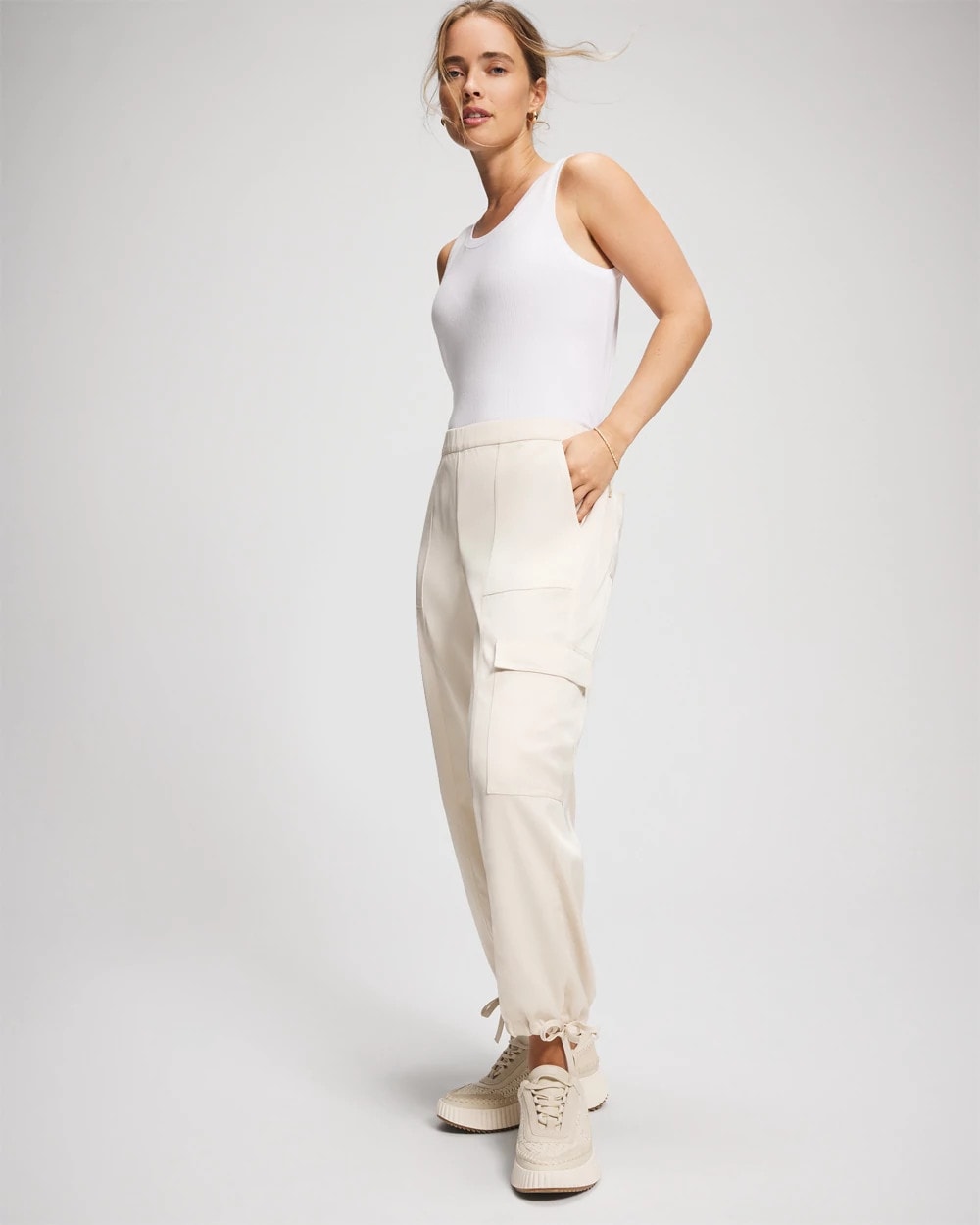 Satin Relaxed Cargo Pant - PARCHMENT | Soma near me