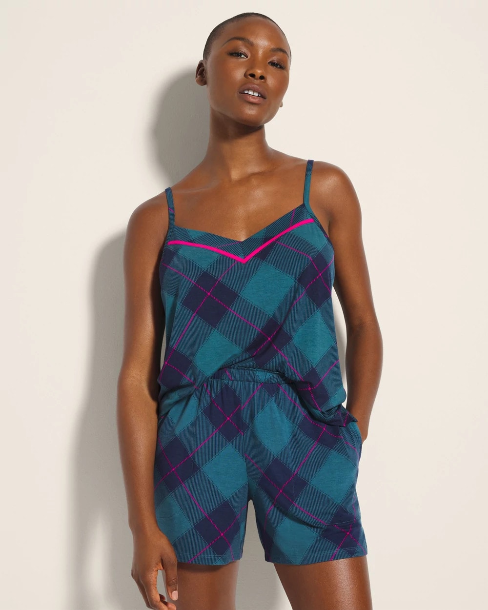 Pajama Shorts - BUNDLE UP PLAID BIAS TEAL | Soma discount