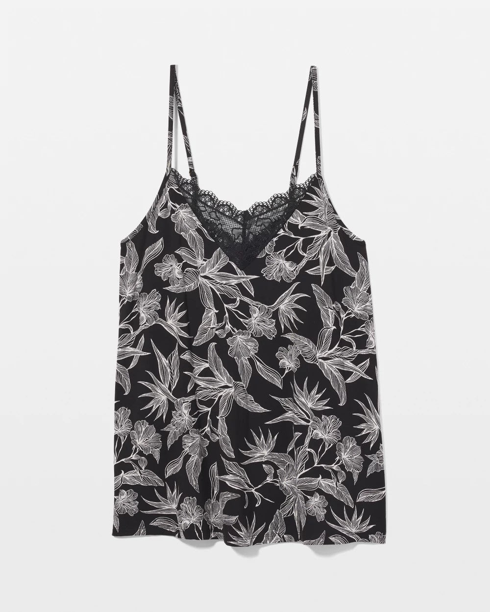 Lace Trim Pajama Cami - PLUMERIA BLOOMS BLK CH | Soma on sale