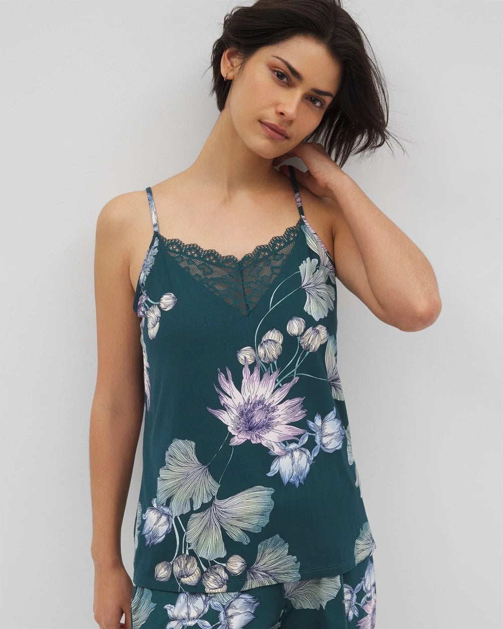 Lace Trim Pajama Cami - HAVEN BOTANICAL DARK SEA | Soma sale