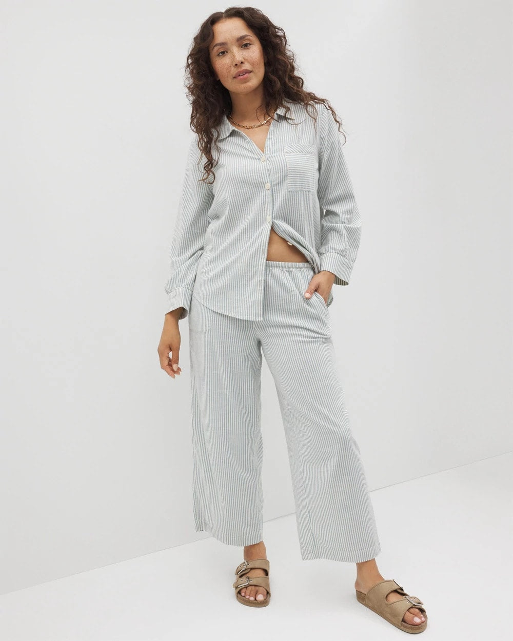 Beach Cotton Crop Pant - BLUE HEAVEN STRIPE | Soma for sale