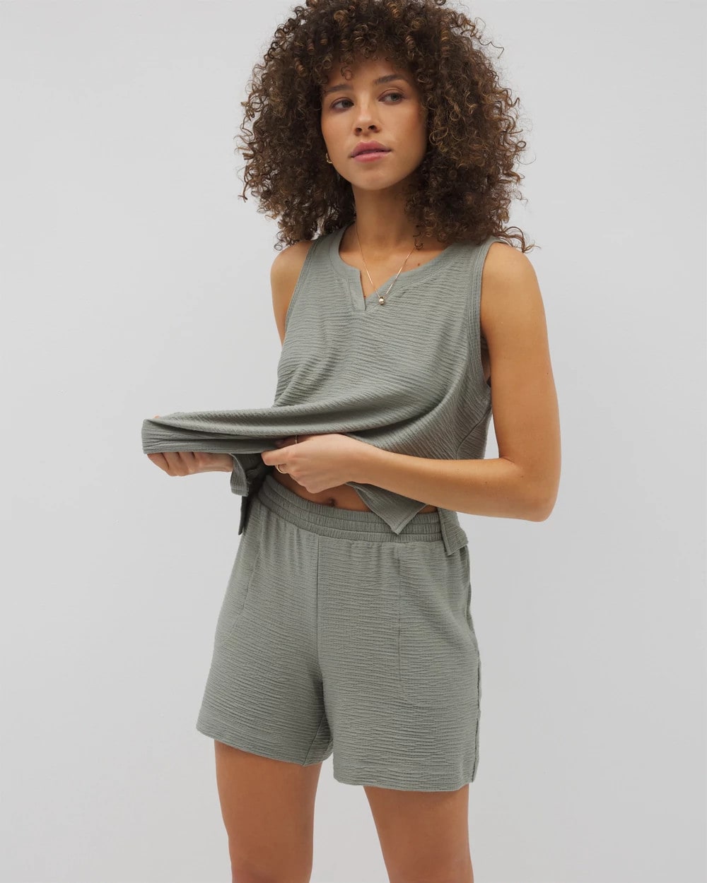 Crinkle Knit 5 Inch Short - RESTORATION GREEN | Soma on sale