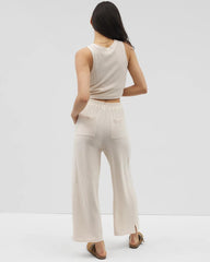 Crinkle Knit Wide Leg Pant - PARCHMENT | Soma outlet