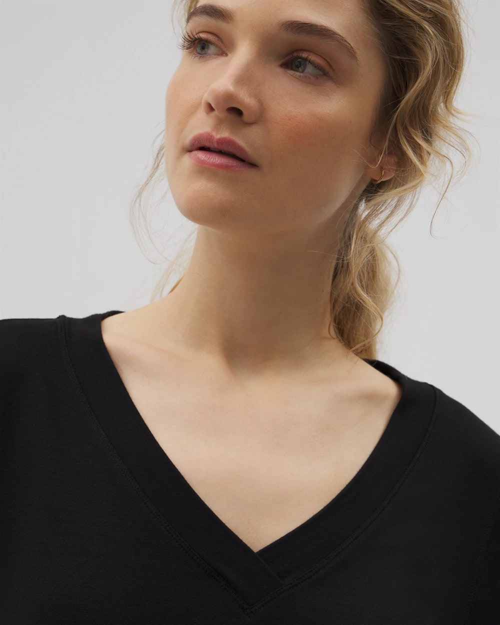 Long-Sleeve V-Neck Pajama Top - BLACK | Soma near me