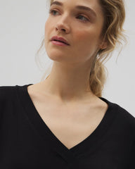 Long-Sleeve V-Neck Pajama Top - BLACK | Soma near me