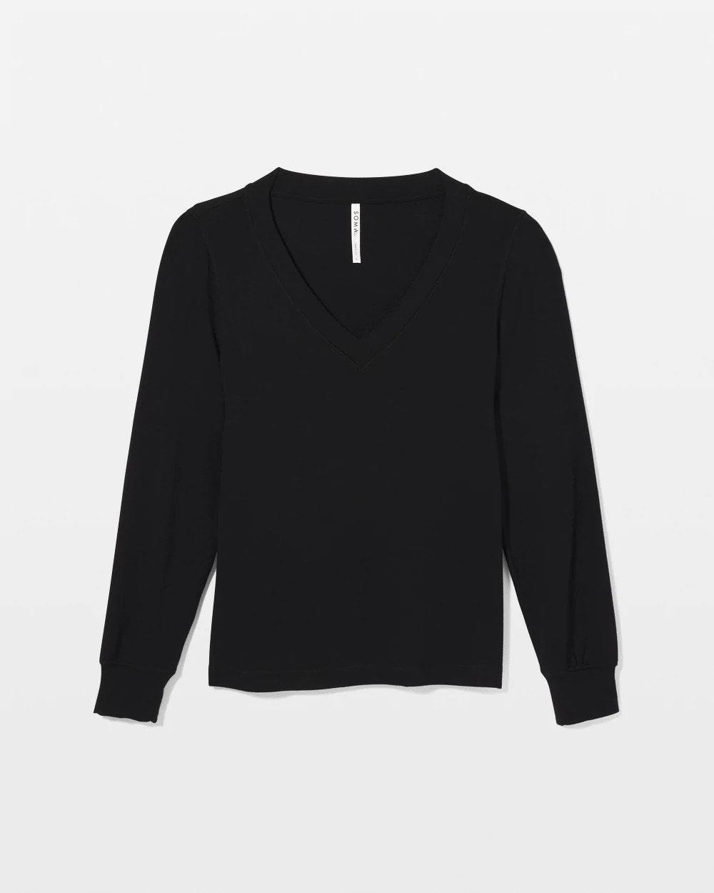 Long-Sleeve V-Neck Pajama Top - BLACK | Soma near me