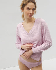 Long-Sleeve V-Neck Pajama Top - CANT BE TAMED LILAC | Soma for sale