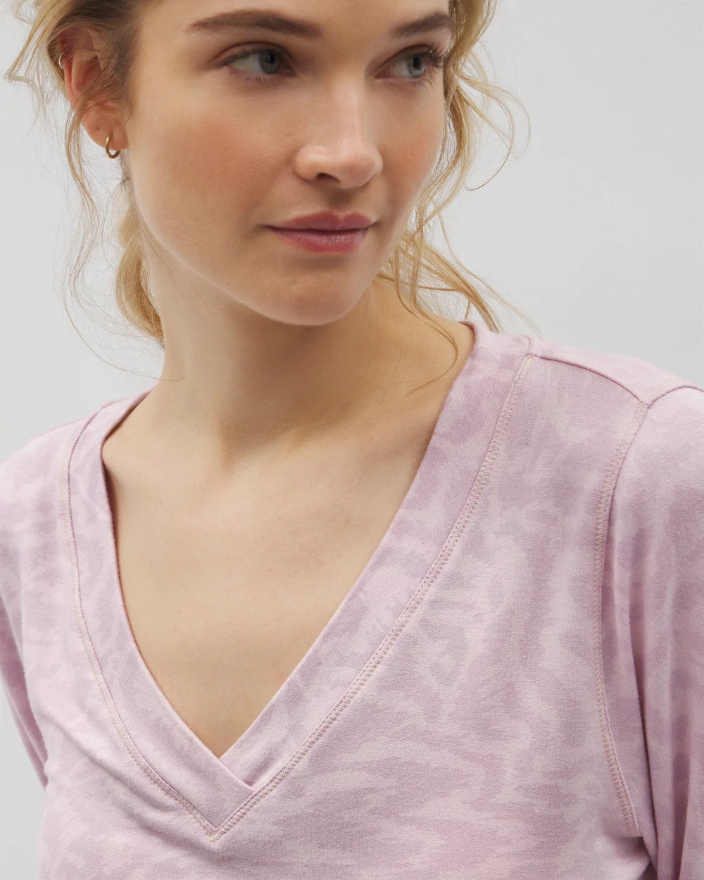 Long-Sleeve V-Neck Pajama Top - CANT BE TAMED LILAC | Soma for sale