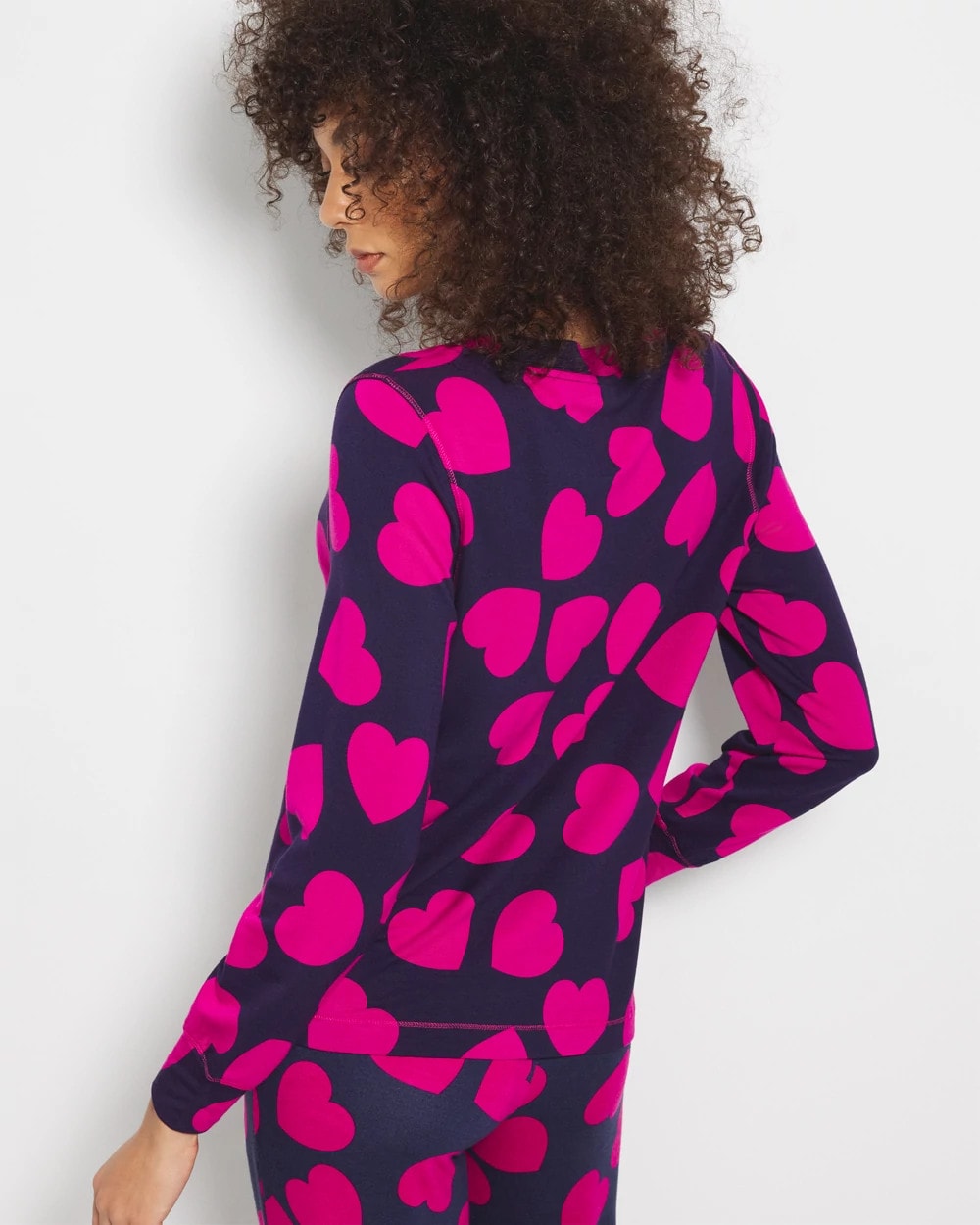 Long-Sleeve V-Neck Pajama Top - LOVE STRUCK NAVY | Soma on sale