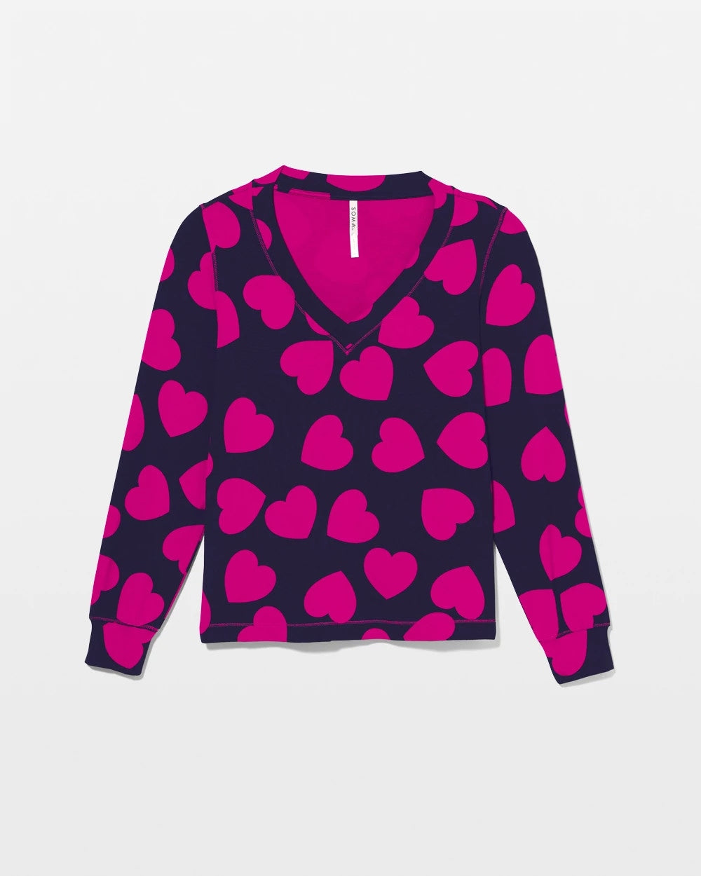 Long-Sleeve V-Neck Pajama Top - LOVE STRUCK NAVY | Soma on sale