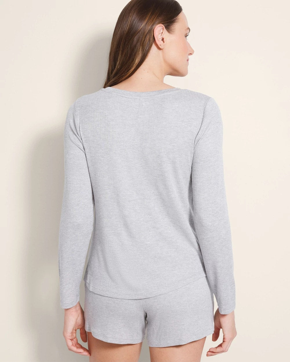 Long-Sleeve Pajama Henley - HEATHER OPAL GRAY | Soma sale