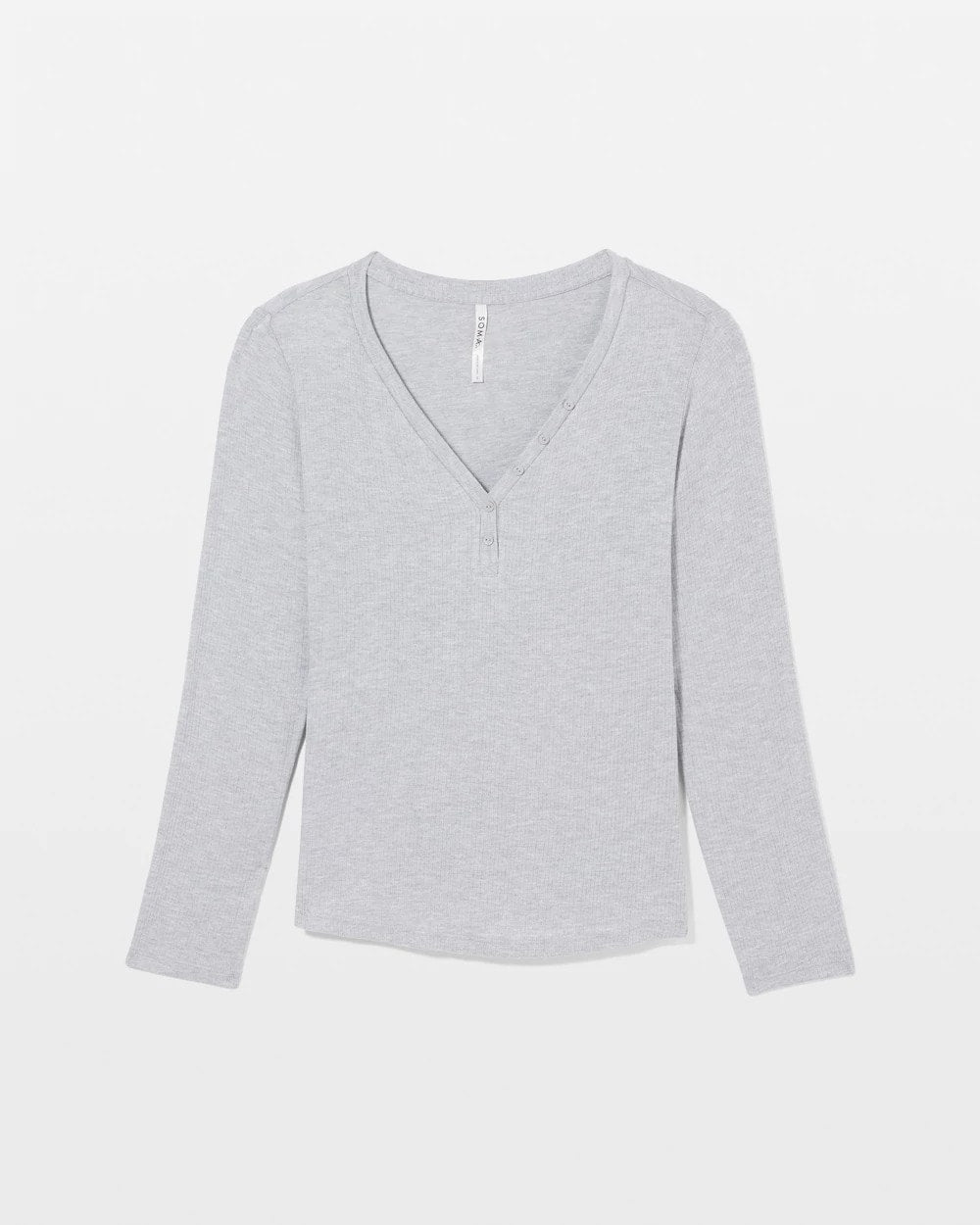 Long-Sleeve Pajama Henley - HEATHER OPAL GRAY | Soma sale