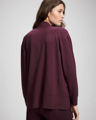 Ultrasoft Fleece Relaxed Button Up Cardigan - MERLOT | Soma Online