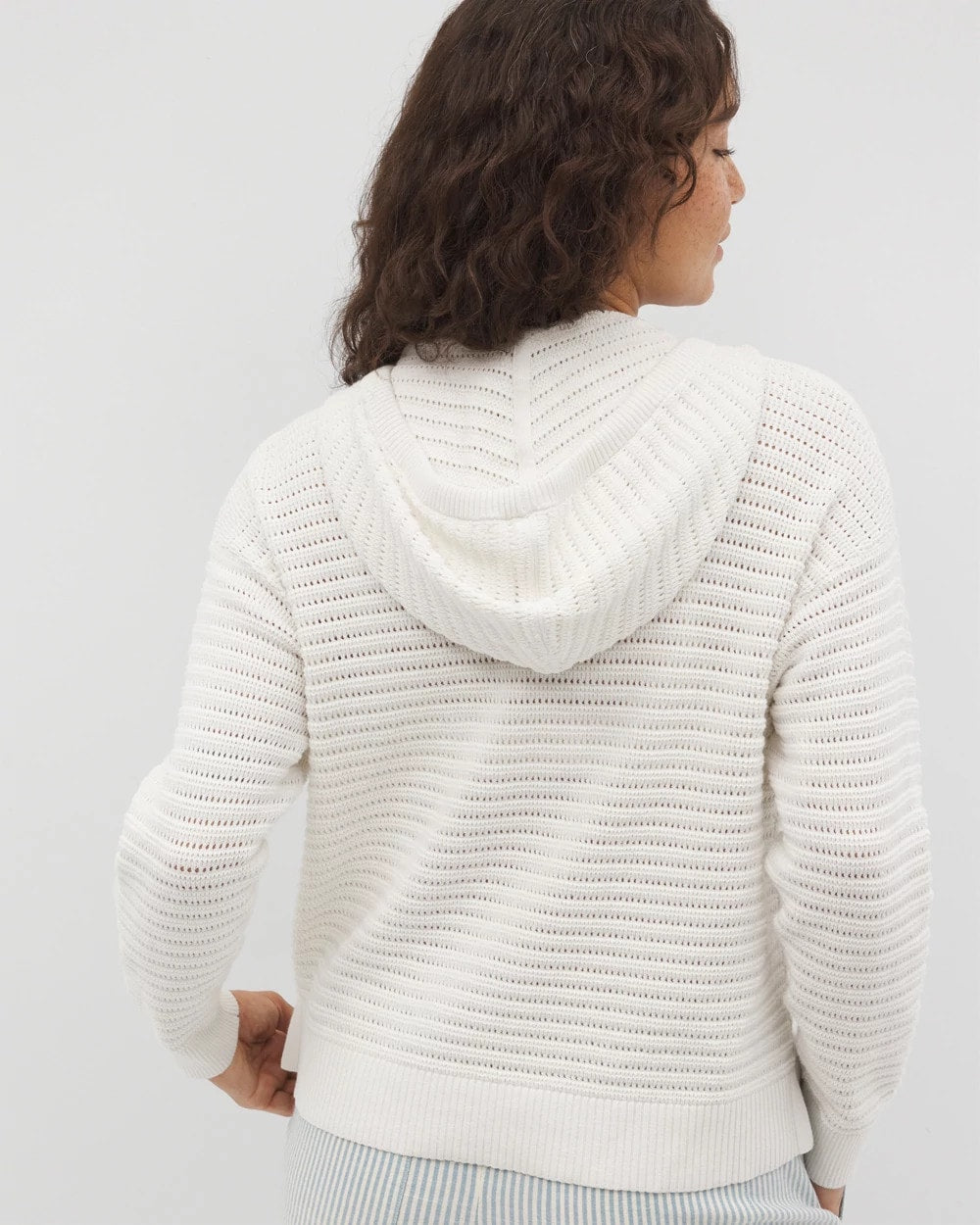 Cotton Open Stitch Hoodie - SALT MIST | Soma Online