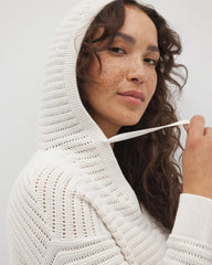 Cotton Open Stitch Hoodie - SALT MIST | Soma Online