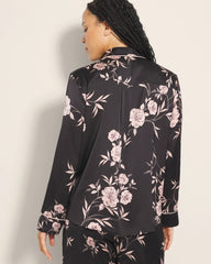 Long-Sleeve Notch Collar Pajama Top - NOSTALGIA FLORA BLACK | Soma sale
