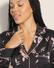 Long-Sleeve Notch Collar Pajama Top - NOSTALGIA FLORA BLACK | Soma sale
