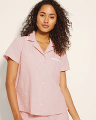 Short-Sleeve Notch Collar Pajama Top - CREME BRULEE CROSSDYE | Soma Online