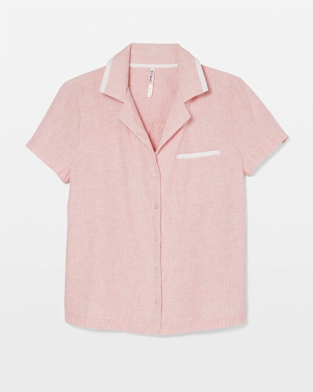 Short-Sleeve Notch Collar Pajama Top - CREME BRULEE CROSSDYE | Soma Online