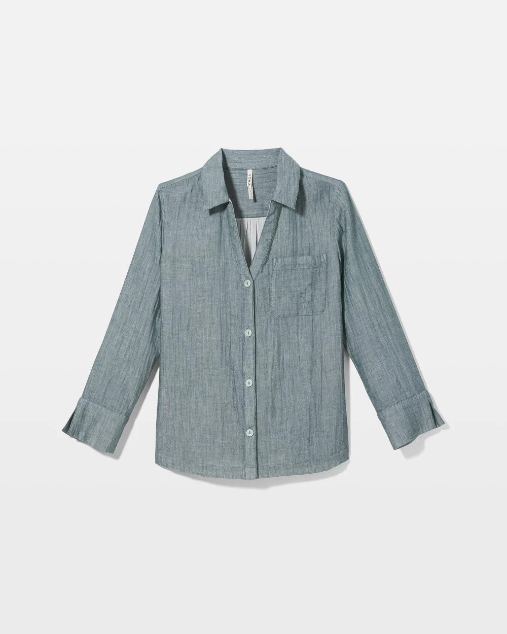 Cotton Gauze Long Sleeve Notch Collar Pajama Top - DARK SEA CROSSDYE | Soma sale