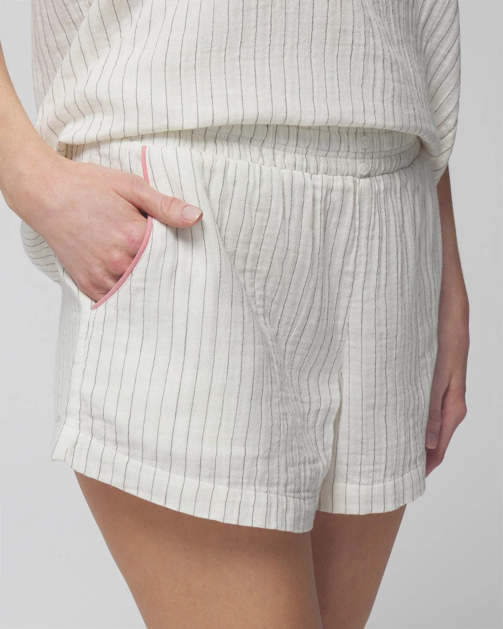 Pajama Shorts - DBL CLOTH BW STRIPE | Soma outlet