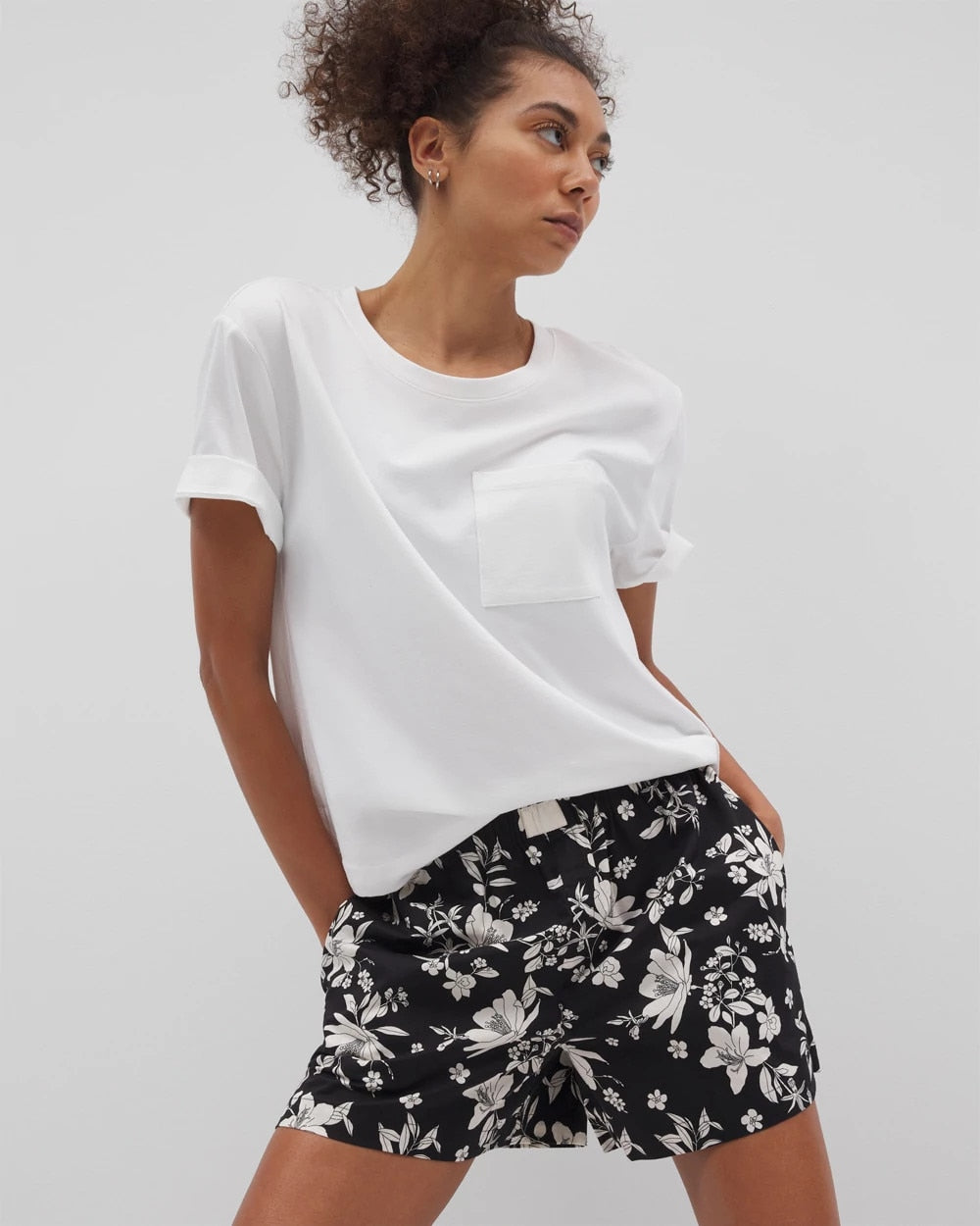 Pajama Shorts - PLUMERIA DREAM BLACK | Soma for sale