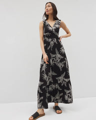 Goddess Tiered Maxi Dress - PLUMERIA BLOOMS GRAND BLK | Soma sale