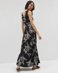 Goddess Tiered Maxi Dress - PLUMERIA BLOOMS GRAND BLK | Soma sale
