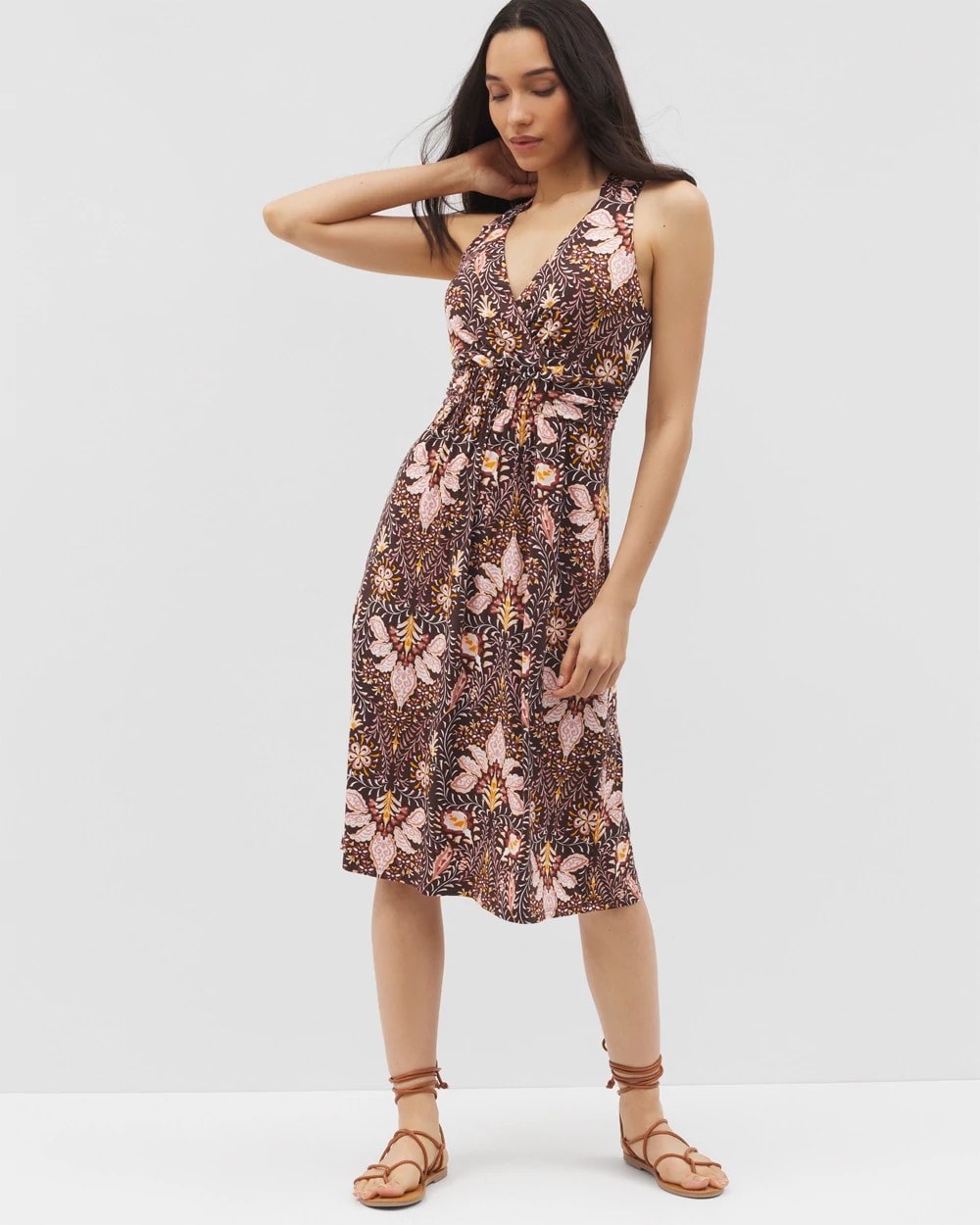 Cross Back Strap Bra Dress - VIVID VINES FRENCH ROAST | Soma discount