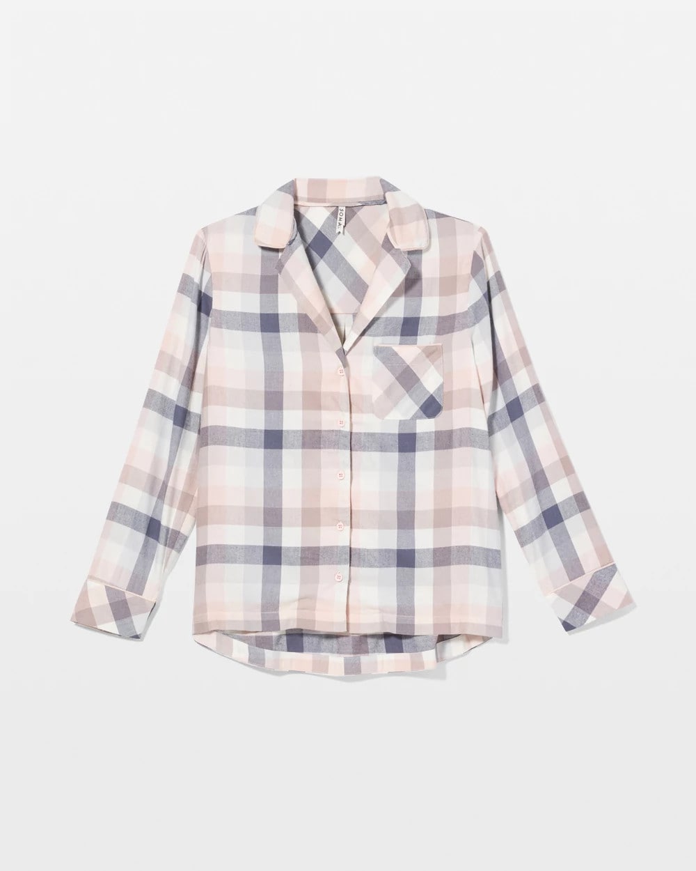 Super Soft Long-Sleeve Notch Collar Pajama Top - DREAMIEST PLAID GRAY | Soma near me