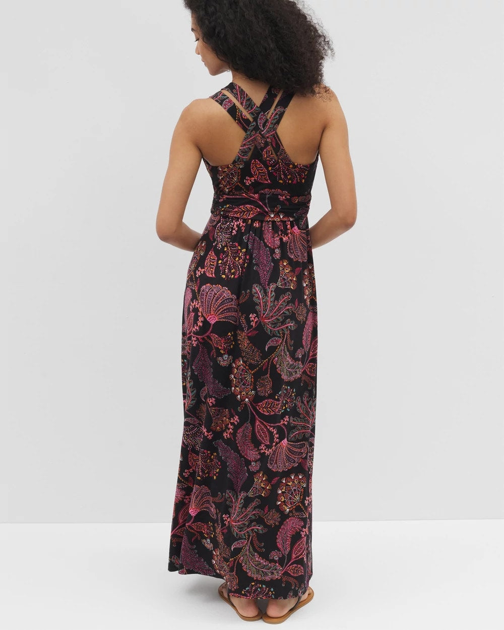 Isla Cross Back Maxi Bra Dress - STITCH PAISLEY ALLO BLACK | Soma on sale