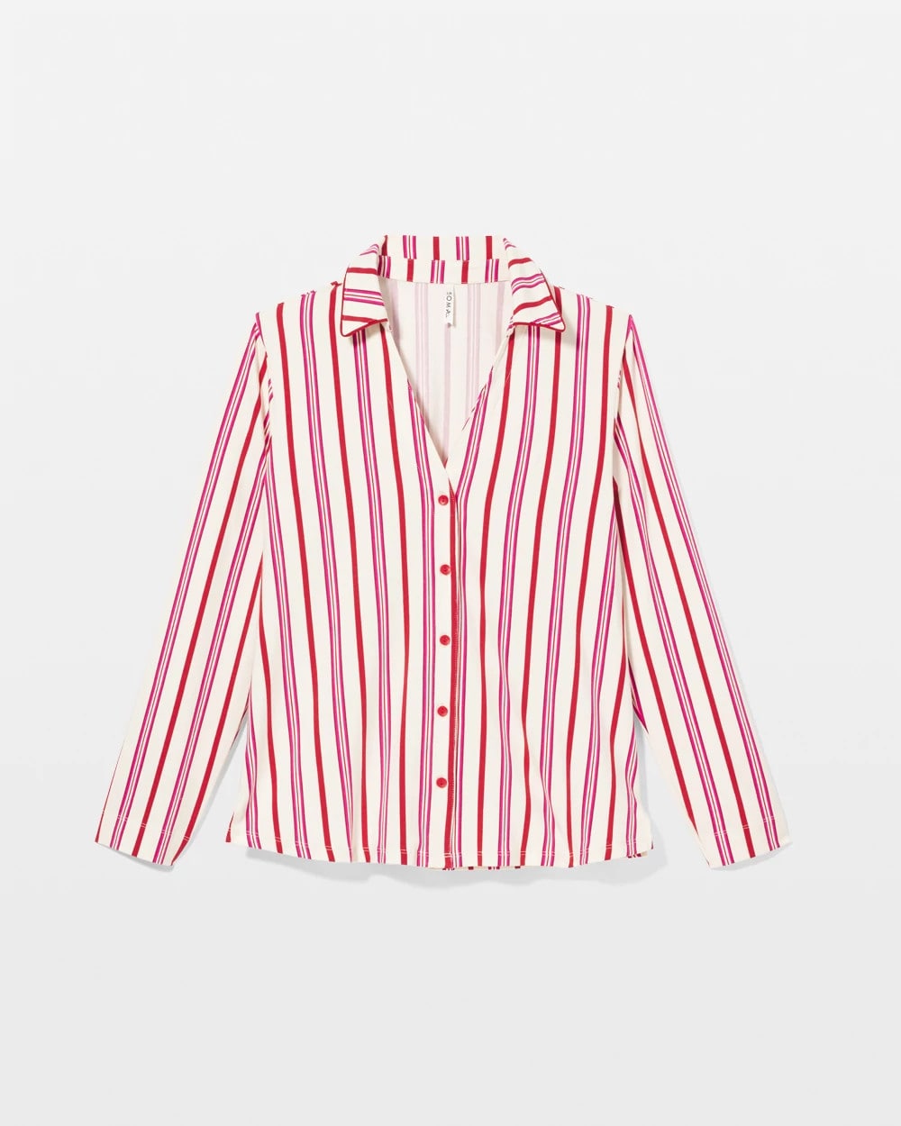 Long-Sleeve Notch Collar Pajama Top - SMART STRIPE CHAMPAGNE | Soma discount