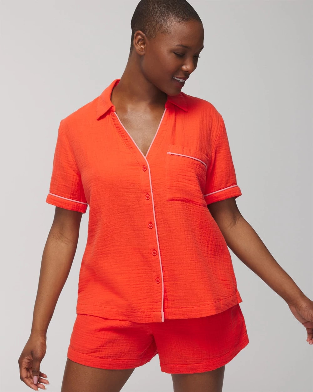 Short-Sleeve Pajama Top - ISLAND GUAVA | Soma outlet