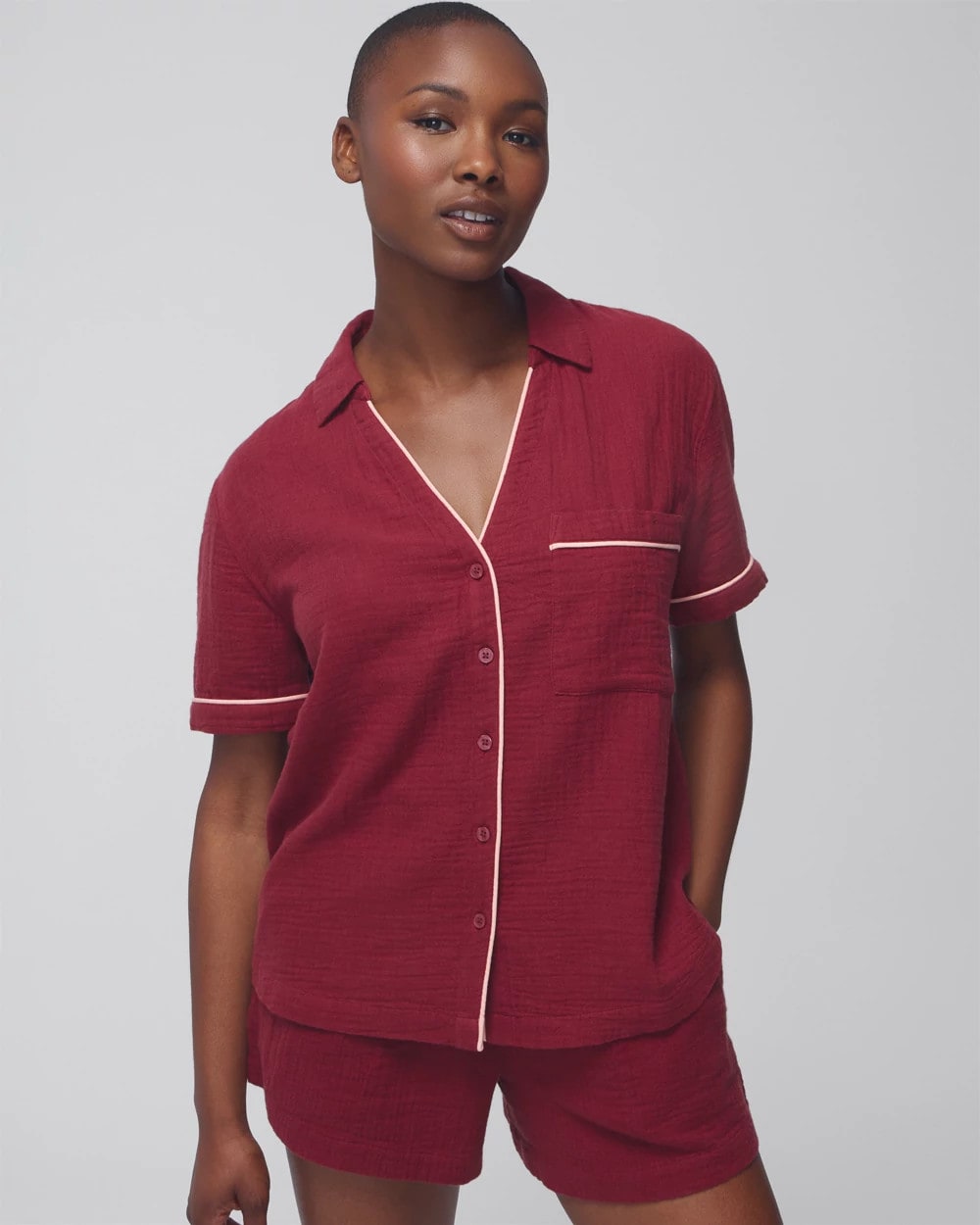 Short-Sleeve Pajama Top - VERMILLION | Soma near me
