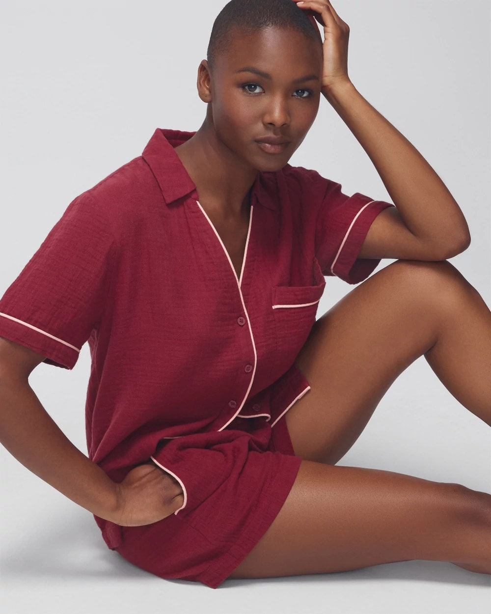 Short-Sleeve Pajama Top - VERMILLION | Soma near me