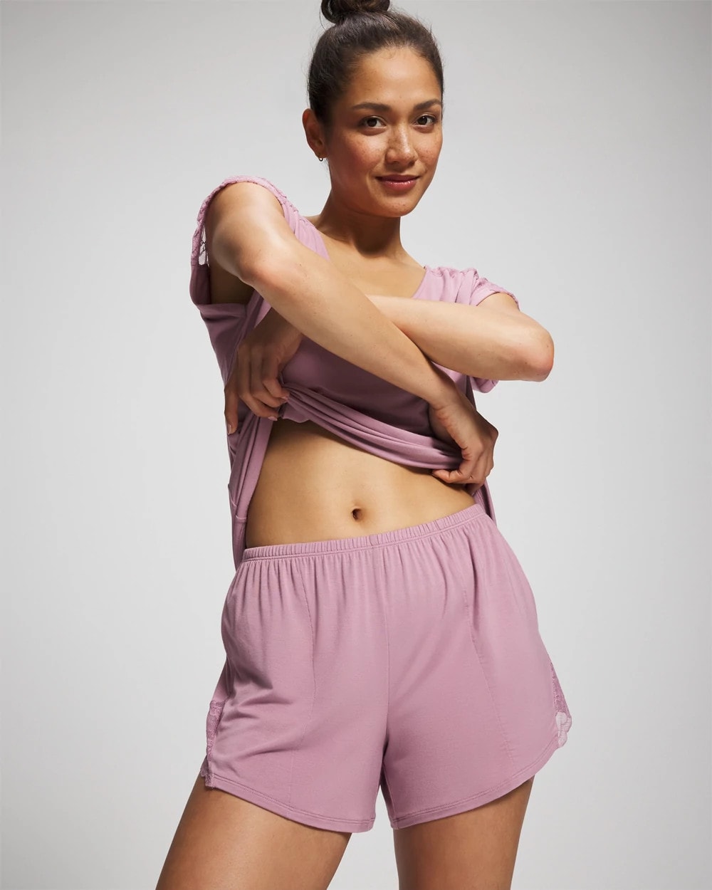 Lace Trim Pajama Short - LILAC WINE | Soma outlet