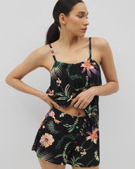 Pajama Shorts - PARADISE PLUMES BLACK | Soma on sale