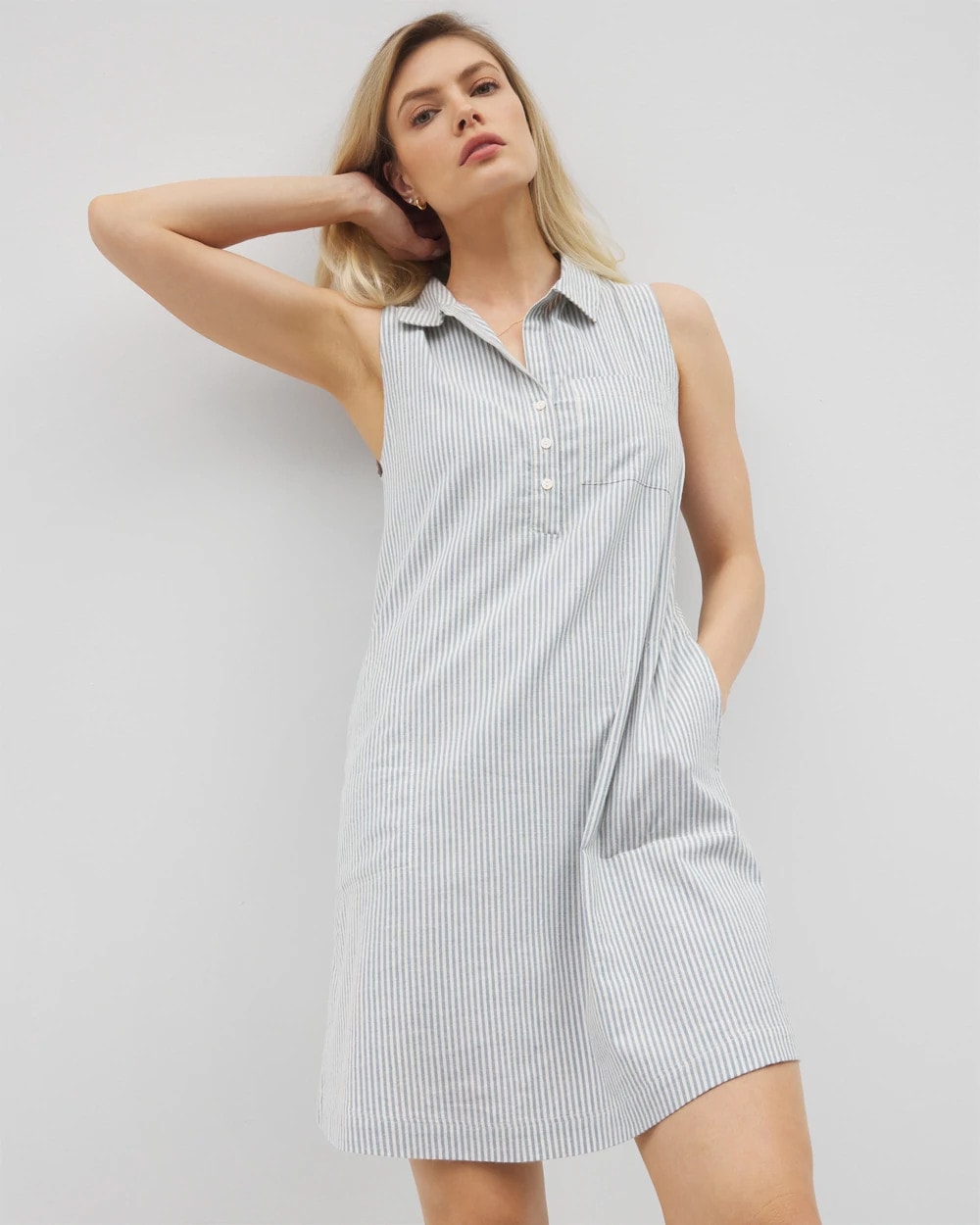 Beach Cotton Short Dress - BLUE HEAVEN STRIPE | Soma discount