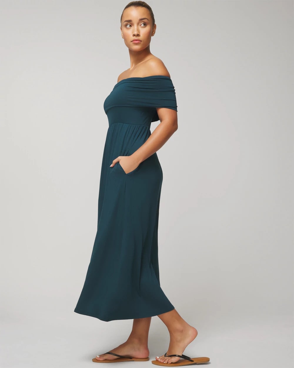 Off-The-Shoulder Midi Bra Dress - DARK HARBOUR | Soma outlet