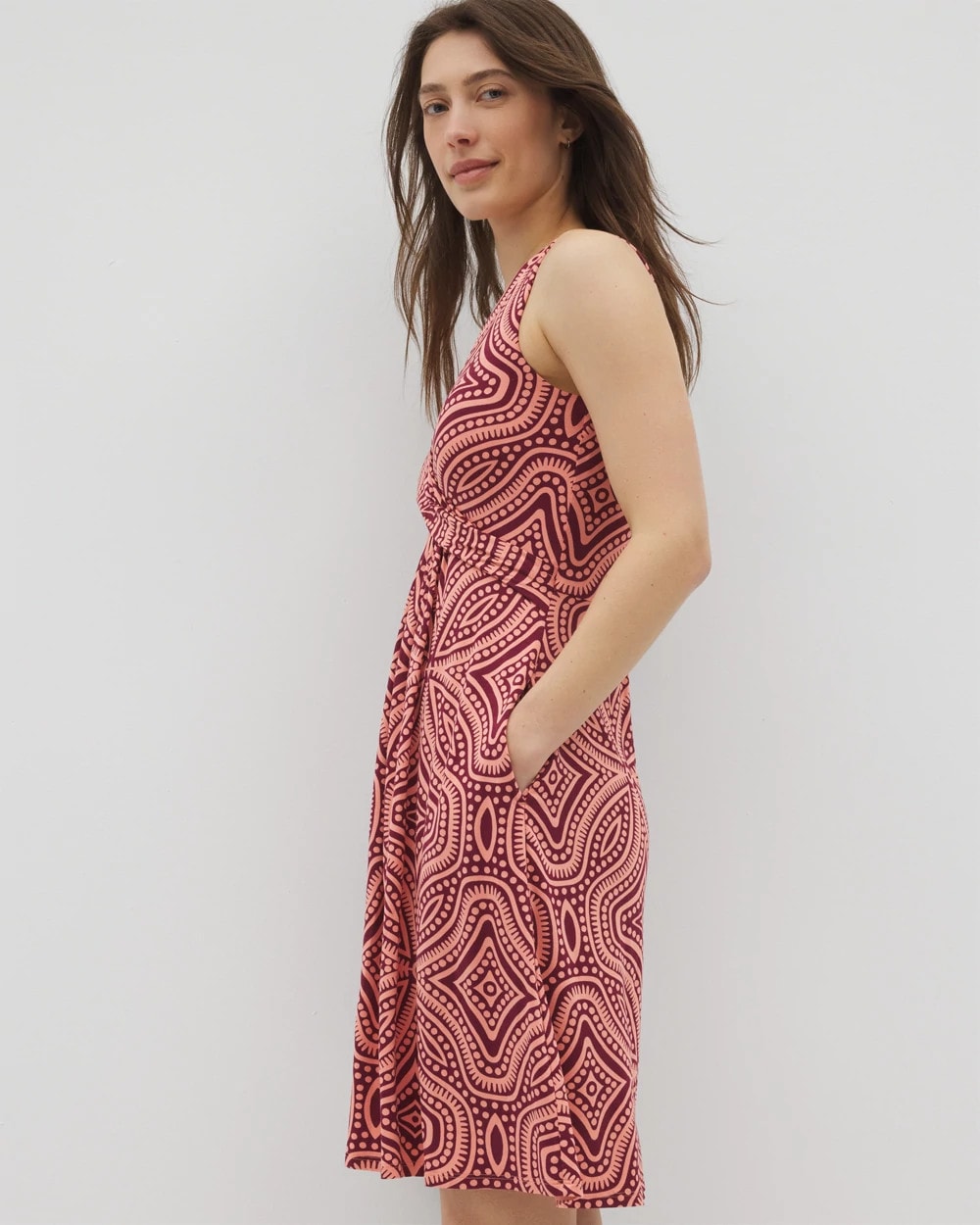 V-Neck Short Bra Dress - GOA GEO GRAND VELVET PLUM | Soma Online