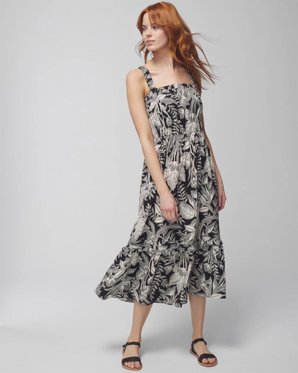 Midi Bra Dress - PATTERNED PALMS BLACK | Soma Online
