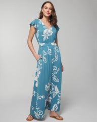 Flutter Sleeve Maxi Bra Dress - GARDEN TAPESTRY G BLUE | Soma outlet