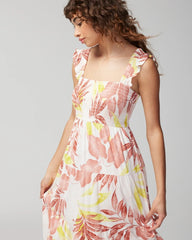 Smocked Flutter Sleeve Mini Bra Dress - ENCHANTED PALMS KEY LIME | Soma on sale