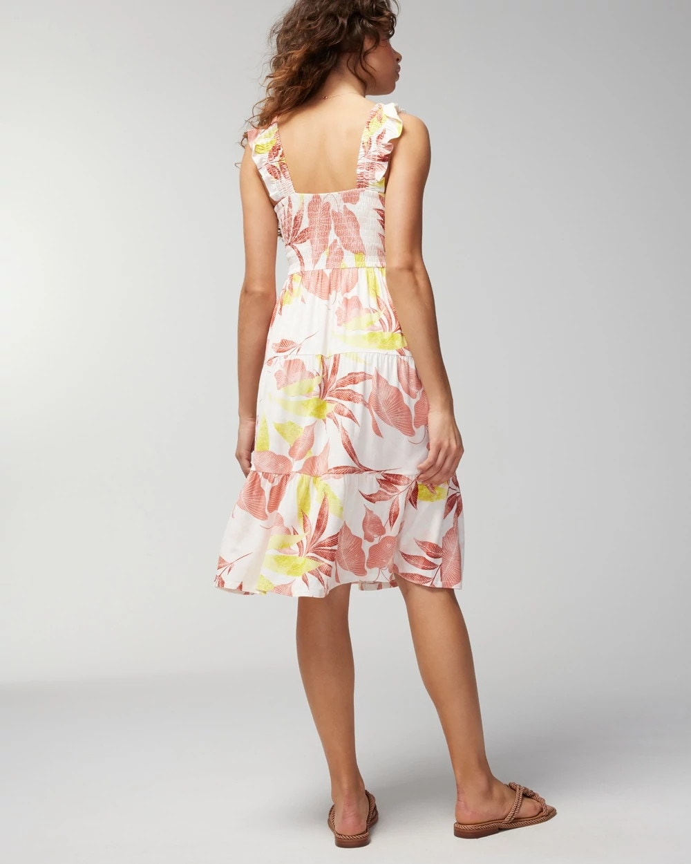 Smocked Flutter Sleeve Mini Bra Dress - ENCHANTED PALMS KEY LIME | Soma on sale