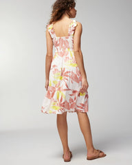 Smocked Flutter Sleeve Mini Bra Dress - ENCHANTED PALMS KEY LIME | Soma on sale
